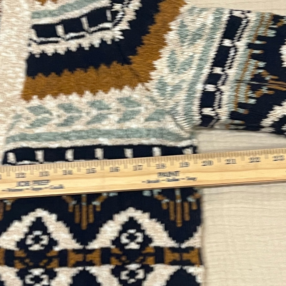 LL Bean Woman's Small Petite Cotton Ragg Sweater Open Cardigan Fair Isle 508193 - Picture 13 of 15